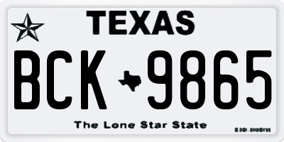 TX license plate BCK9865