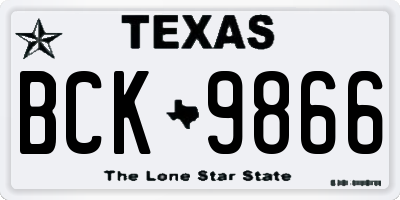 TX license plate BCK9866