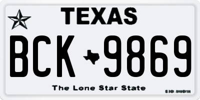 TX license plate BCK9869
