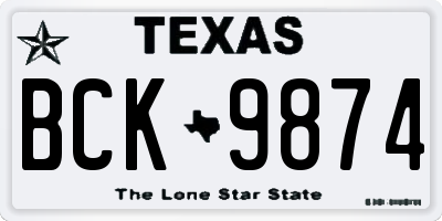 TX license plate BCK9874