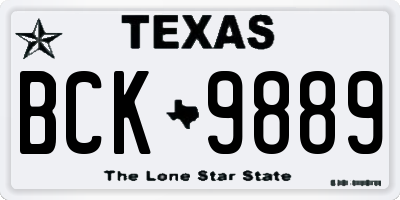 TX license plate BCK9889