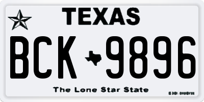 TX license plate BCK9896