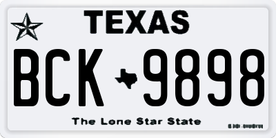 TX license plate BCK9898