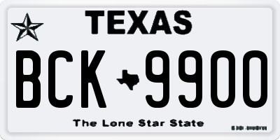 TX license plate BCK9900