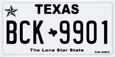 TX license plate BCK9901