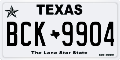 TX license plate BCK9904