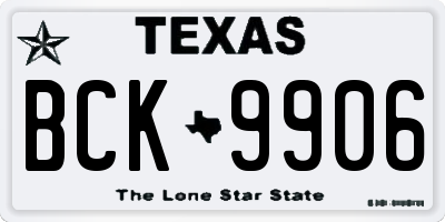 TX license plate BCK9906