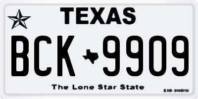 TX license plate BCK9909