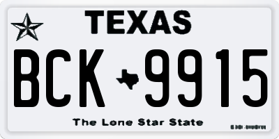 TX license plate BCK9915