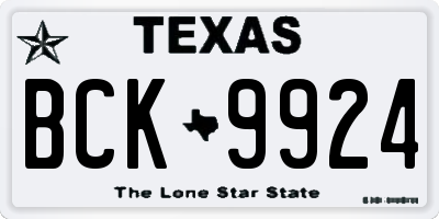TX license plate BCK9924