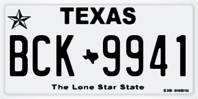 TX license plate BCK9941