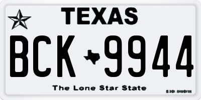TX license plate BCK9944