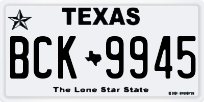 TX license plate BCK9945