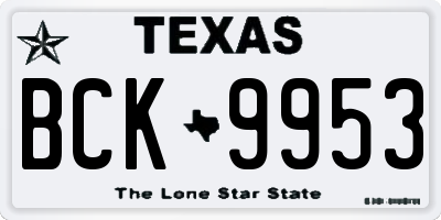 TX license plate BCK9953