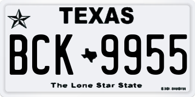 TX license plate BCK9955