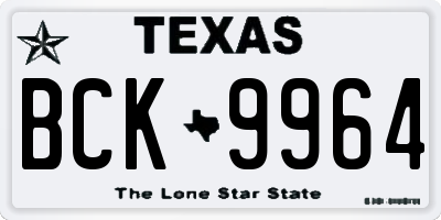 TX license plate BCK9964
