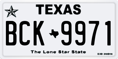 TX license plate BCK9971
