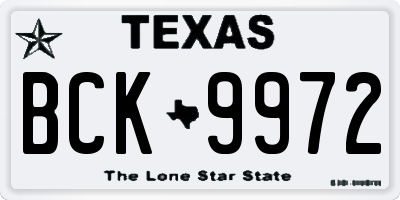 TX license plate BCK9972