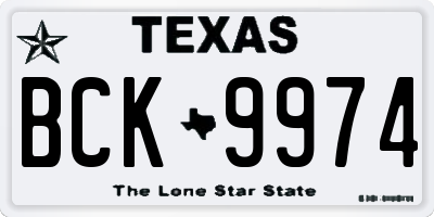 TX license plate BCK9974
