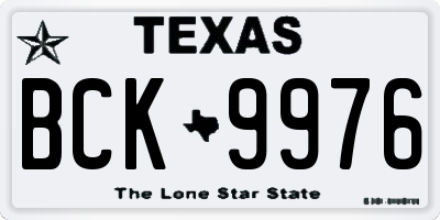 TX license plate BCK9976