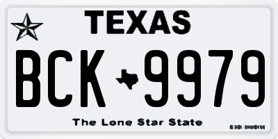 TX license plate BCK9979