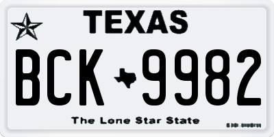 TX license plate BCK9982