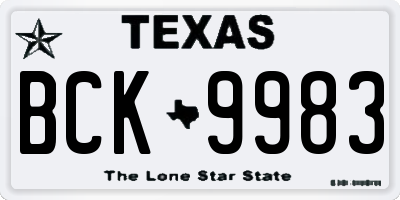 TX license plate BCK9983