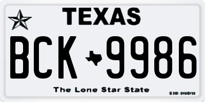TX license plate BCK9986