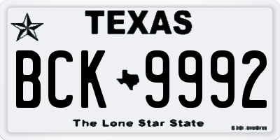 TX license plate BCK9992