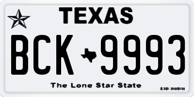 TX license plate BCK9993