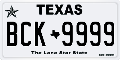 TX license plate BCK9999