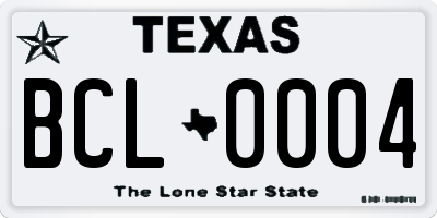 TX license plate BCL0004