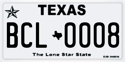 TX license plate BCL0008