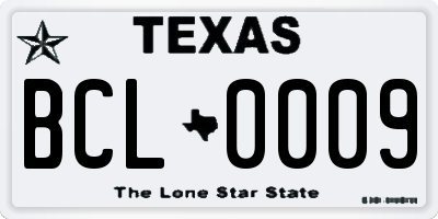 TX license plate BCL0009