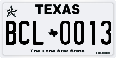 TX license plate BCL0013