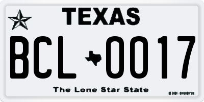 TX license plate BCL0017