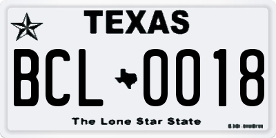 TX license plate BCL0018