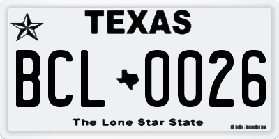 TX license plate BCL0026