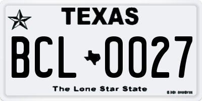 TX license plate BCL0027
