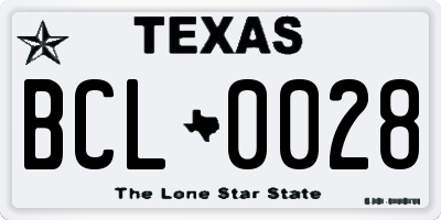 TX license plate BCL0028