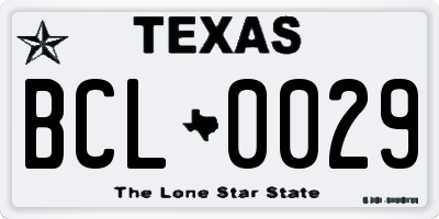 TX license plate BCL0029