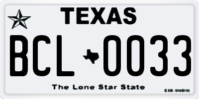TX license plate BCL0033