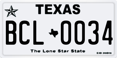 TX license plate BCL0034