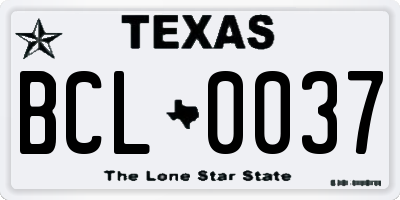 TX license plate BCL0037