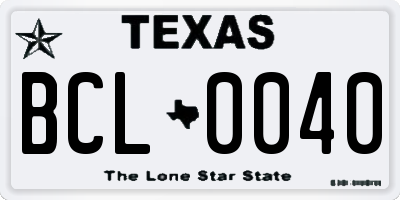 TX license plate BCL0040
