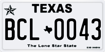 TX license plate BCL0043
