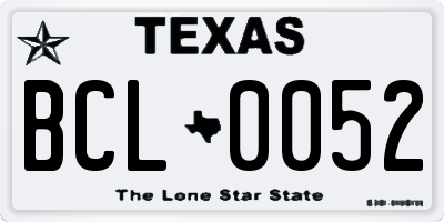 TX license plate BCL0052