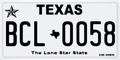 TX license plate BCL0058