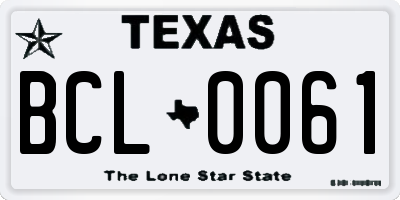 TX license plate BCL0061