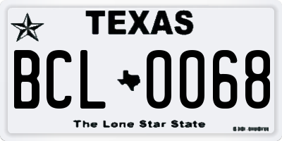 TX license plate BCL0068